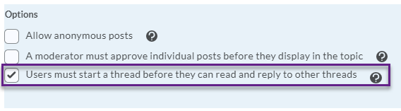 Option to force users to start thread before they can see other threads